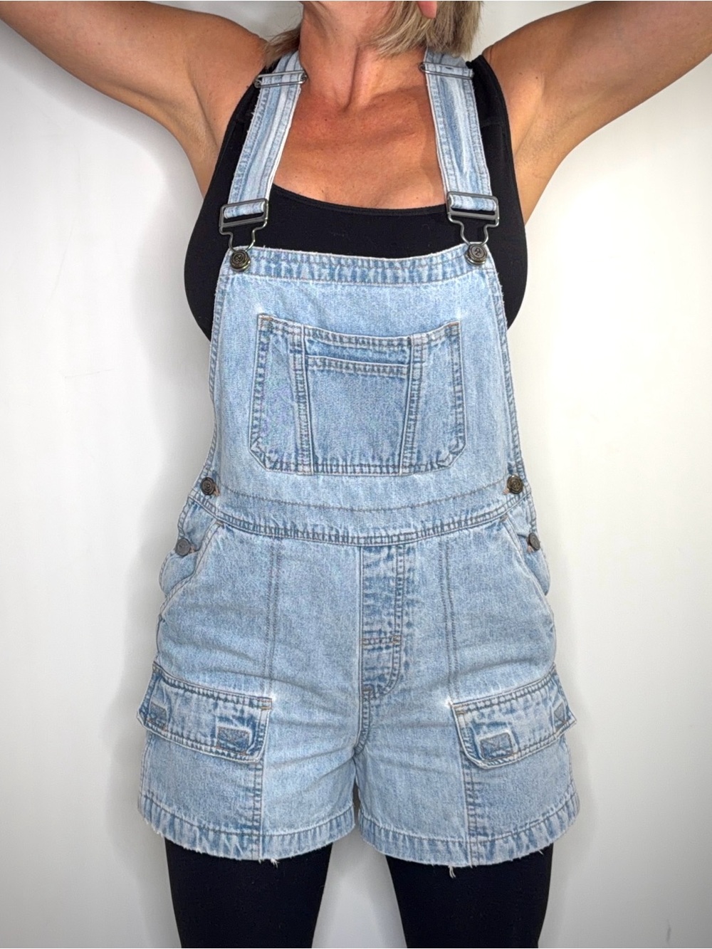 ARIZONA Brand, Light Wash Denim Short Overalls - Women Jeans